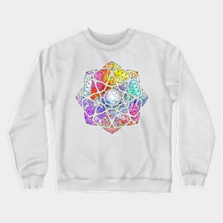 Rainbow Prismatic Crystal Mandala - Black Outline Crewneck Sweatshirt